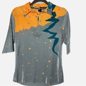 Jamie Sadock Women’s Abstract Colorful Short Sleeve 1/4 Zip Golf Shirt size M